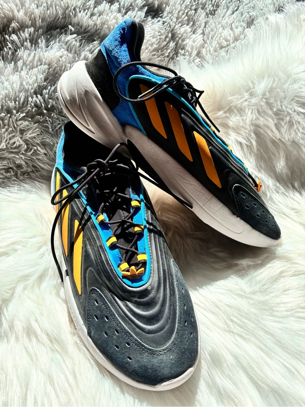 adidas Men's Sneakers in Black, Blue & Yellow Accent